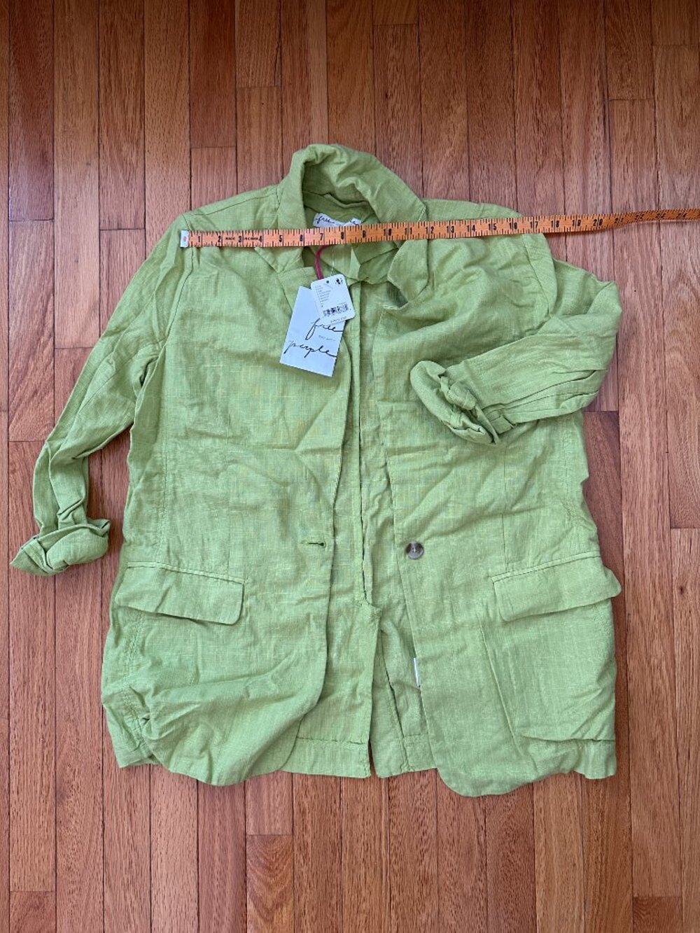 Free People, Suit set with shorts, S, Green linen - Picture 3 of 8